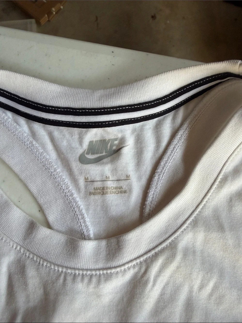 Youth White Tank Top with Black Swoosh Pocket